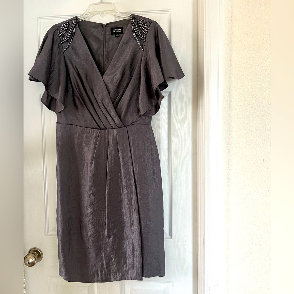 Adrianna Papell Beaded Faux Wrap Cocktail Dress